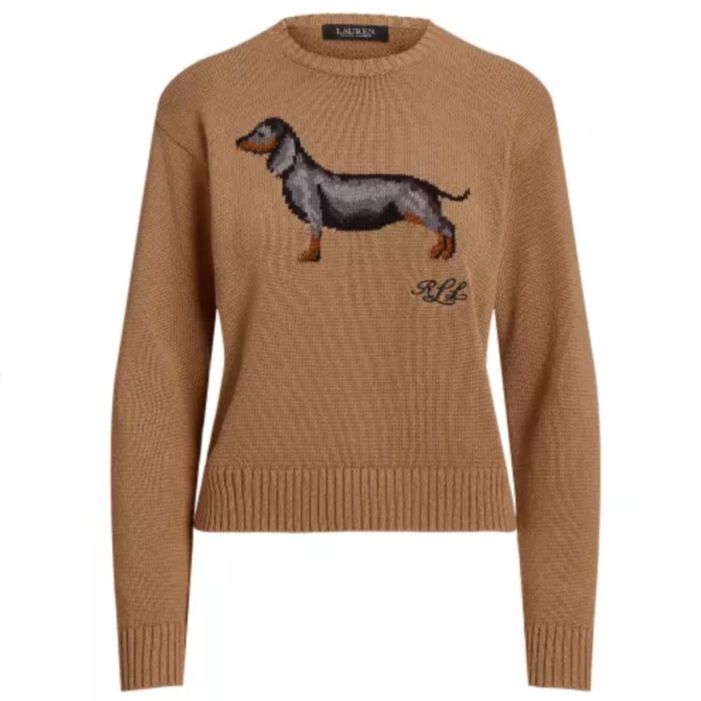 Ralph Lauren Dachshund Dog Tan Sweater